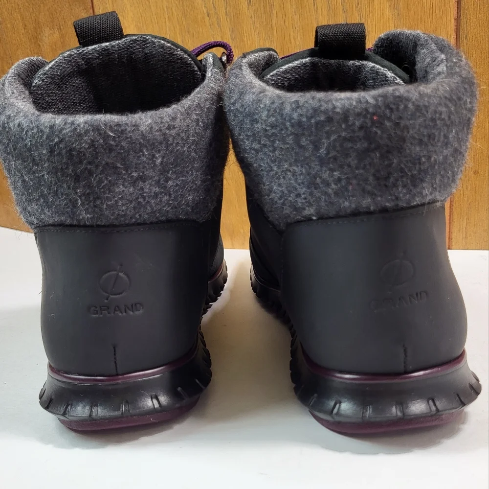 Cole Haan ZeroGrand Purple Lace Wool Collar Boots Women's Size 7B - Picture 3 of 6